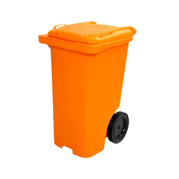 Lixeira Container Laranja Com Roda 240 Litros Jsn