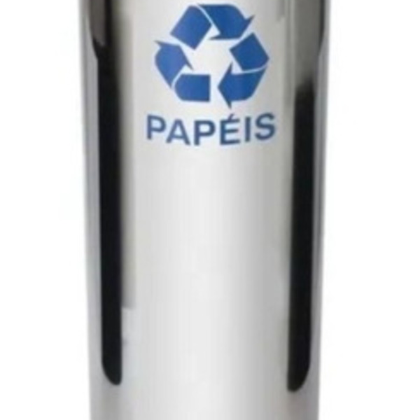 Lixeira De Aço Inox 50l Com Tampa Plastica Meia Esfera Jsn