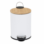 Lixeira de Banheiro com Pedal 3L Branco e Bambu Aemaxx