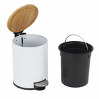 Lixeira de Banheiro com Pedal 3L Branco e Bambu Aemaxx