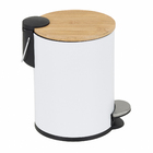 Lixeira de Banheiro com Pedal 3L Branco e Bambu Aemaxx