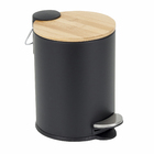 Lixeira de Banheiro com Pedal 3L Preto e Bambu Aemaxx