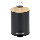 Lixeira de Banheiro com Pedal 3L Preto e Bambu Aemaxx