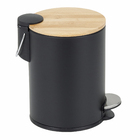 Lixeira de Banheiro com Pedal 3L Preto e Bambu Aemaxx