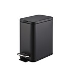 Lixeira de Banheiro Retangular 5L Aço Inox com Pedal Preto Fosco Frame Brinox