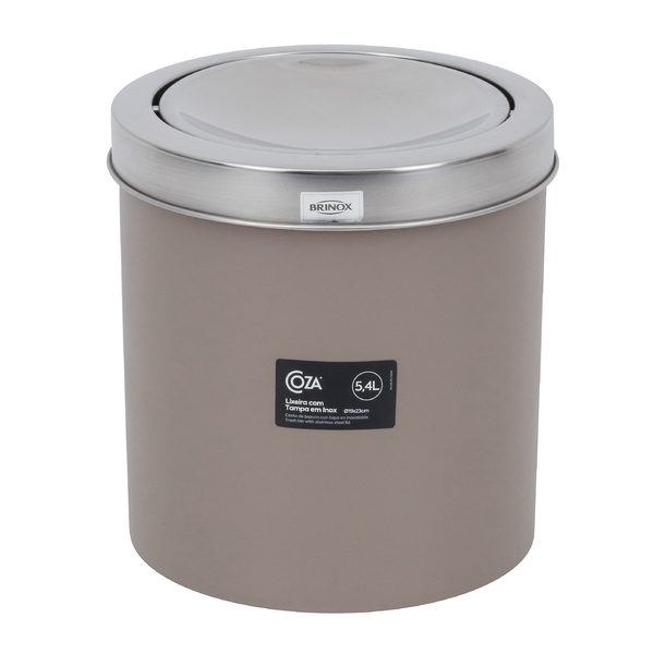 Lixeira de Banheiro Chão Basculante 5,4L Plástico Cinza Brinox