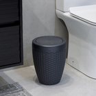 Lixeira de Banheiro Rattan Chumbo 6L Aquaplás
