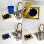 Lixeira De Embutir Quadrada Dourado Escovado Inox Cesto Lixo