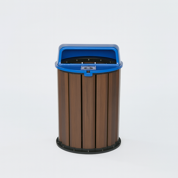 Lixeira De Madeira Plástica Ecológica 94l - Tampa Azul