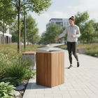 Lixeira De Madeira Plástica Ecológica 96l Tampa Basculante -