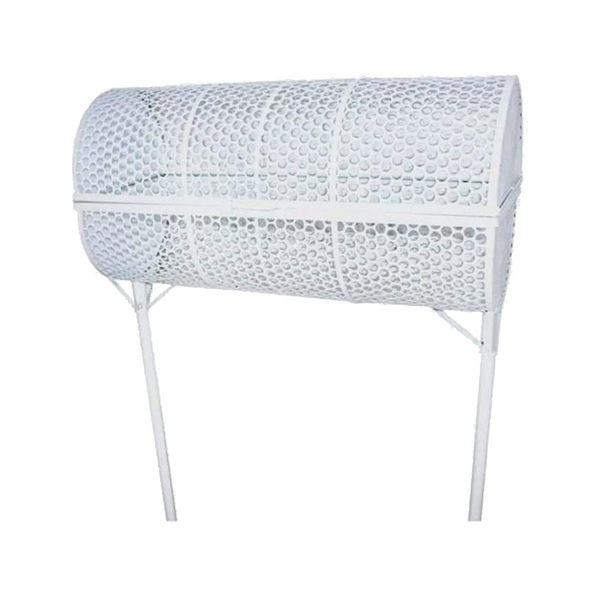 Lixeira De Rua Tela Moeda Dupla 100cm Com Tampa Branca