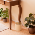 Lixeira Decorada Bege Claro Com Borboleta Amarela