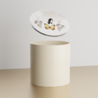 Lixeira Decorada Bege Claro Com Borboleta Amarela