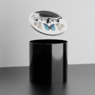 Lixeira Decorada Preto Com Borboleta Azul