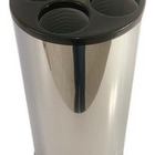 Lixeira Dispensador De Copos  Em Aço Inox Com Tampa Plástica