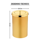 Lixeira Dourada Com Tampa E Aramado Interno 8 Litros Future
