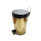Lixeira Dourada Com Tampa Preta Em Aço Inox Para Escritório C