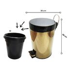 Lixeira Dourada Com Tampa Preta Em Aço Inox Para Escritório C