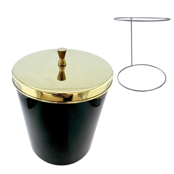 Lixeira Dourada E Preta 5l - By Fineza