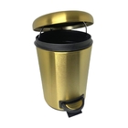 Lixeira Dourada Em Aço Inox Fosca Para Banheiro Com Pedal 3l