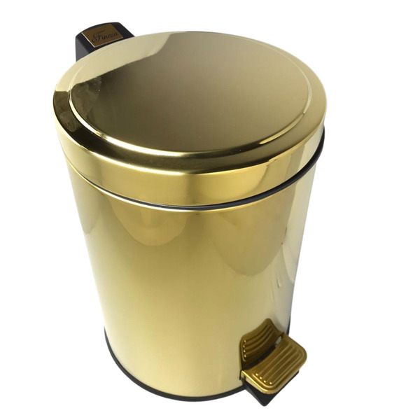 Lixeira Dourada Em Aço Inox Para Cozinha Com Pedal 5l Novo De