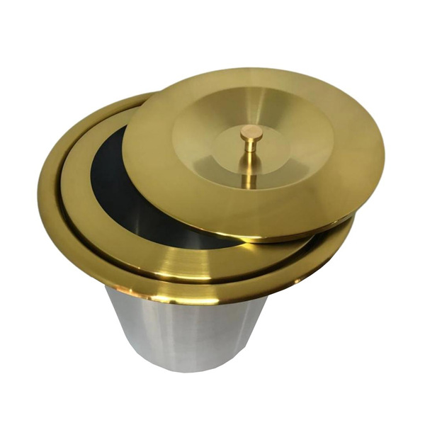 Lixeira Dourada Em Aço Inox Para Embutir 3l - By Fineza