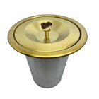 Lixeira Dourada Em Aço Inox Para Embutir Com Cristal Citrino