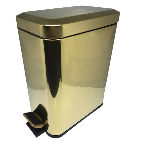 Lixeira Dourada Slim Retangular 5l By Fineza