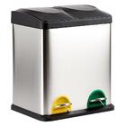 Lixeira Dupla Coleta Seletiva Em Inox Grande 30 Litros Cesto