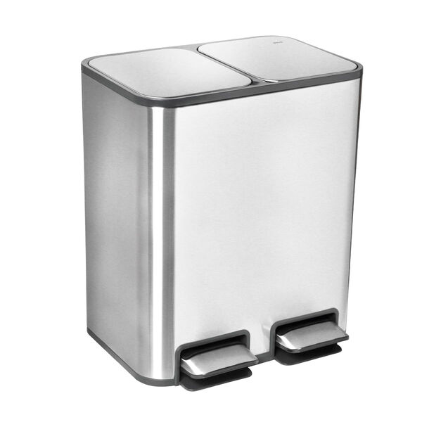 Lixeira Dupla Com Pedal Piso Docol Flat 20l (10+10l) Aço Inox