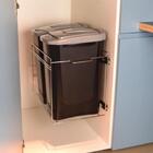 Lixeira Dupla De Cozinha 15l Deslizante Preta Masutti Corredi