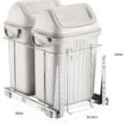 Lixeira Dupla Deslizante 38 Litros Embutir Armário Schmitt