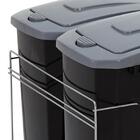 Lixeira Dupla Deslizante Cozinha 15l Preta Aço Inox Corrediça