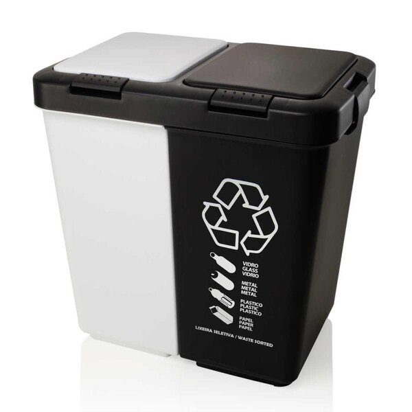 Lixeira Dupla Grande 40 Litros Lixo Seletivo Orgânico Tampa