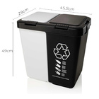 Lixeira Dupla Preto E Branco 40 Litros Com Tampa Abre Fácil