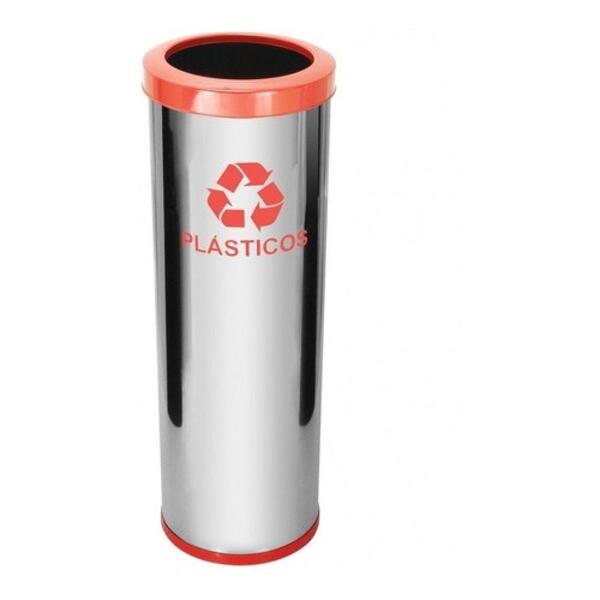Lixeira Em Aço Inox Com Aro Pintado 30l