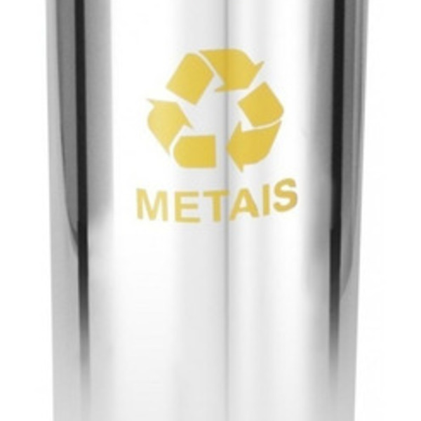 Lixeira Em Aço Inox Com Tampa Meia Esfera Plástica