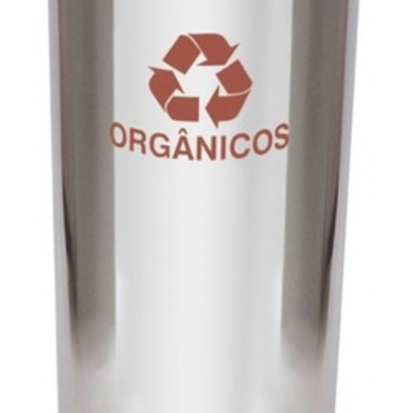 Lixeira Em Aço Inox Com Tampa Meia Esfera Plástica 22l Cinza