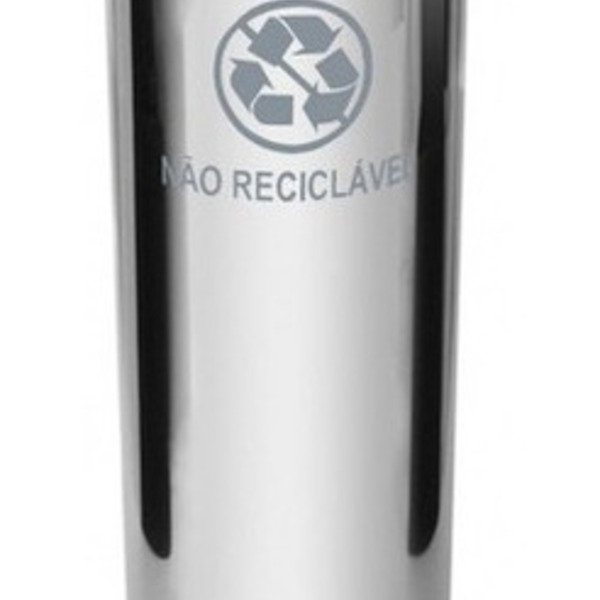 Lixeira Em Aço Inox Com Tampa Meia Esfera Plástica 30 Litros