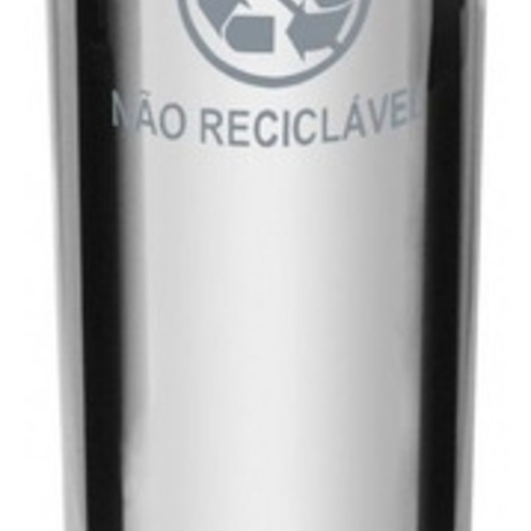 Lixeira Em Aço Inox Com Tampa Meia Esfera Plástica 30 Litros