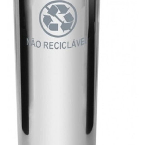 Lixeira Em Aço Inox Com Tampa Meia Esfera Plástica 30 Litros