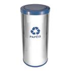 Lixeira Em Aço Inox Com Tampa Meia Esfera Plástica 50l