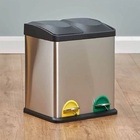 Lixeira Em Inox Dupla Coleta Seletiva Com Pedal 16 Litros Lux