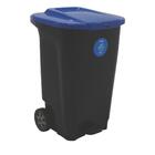 Lixeira Em Plastico T-force Preto E Azul 100 Litros Com Rodas