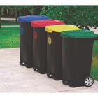 Lixeira Em Plastico T-force Preto E Azul 100 Litros Com Rodas