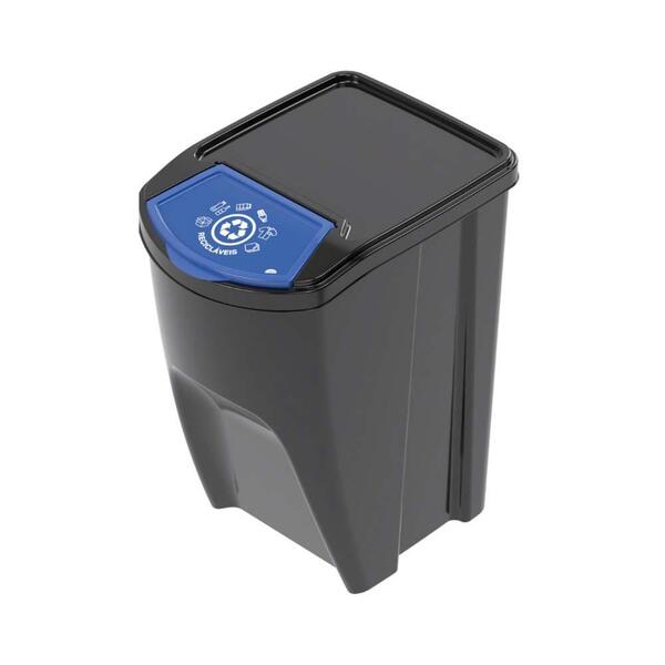 Lixeira Empilhável Seletiva 34 L Reciclável Preta Plasútil