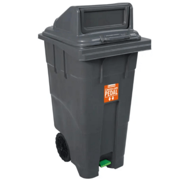 Lixeira Grande Coletora 120 Litros Com Pedal Rodas Antares