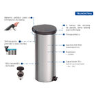 Lixeira Inox Com Pedal 30 Litros New Tramontina Com Tampa Plá