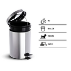 Lixeira Inox Com Pedal E Balde 5 Litros