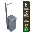 Lixeira Inox Quadrada C/ Papeleira Escovada